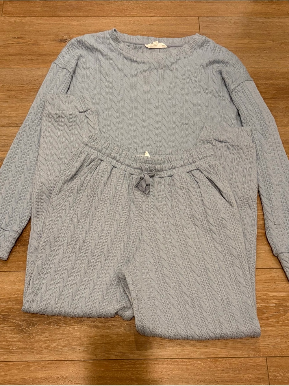 Olive & Oak Light Blue Cable-Knit Kids Pajama Set